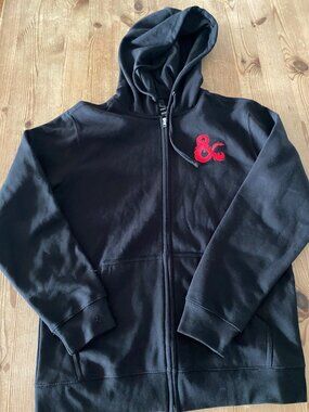 Dungeons & Dragons Zip-Up Hoodie, Black w/ D&D Logo in red